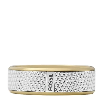 Image de Fossil Bague pour Homme, à deux Tons en Acier Inoxydable, Argenté, 8