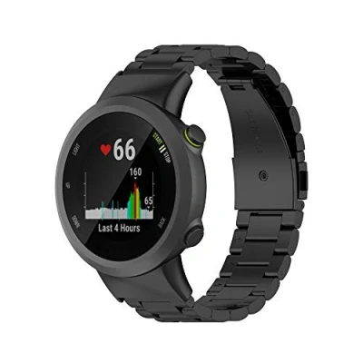 Image de Yikamosi Compatible avec Garmin Forerunner 35 Bracelets,libération Rapide Bracelet de Remplacement en Acier Inoxydable réglable métal pour 35/Forerunner 30,Noir