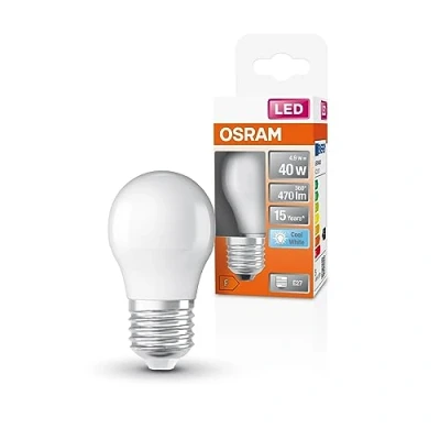 Image de OSRAM LED Star Classic P40 LAMPE POUR E27 POIGNE, FORME de DROP, MATT Look, 470 Lumens, Cold White (4000K), remplacement des ampoules 40W conventionnelles, non dimmables, 1 pack