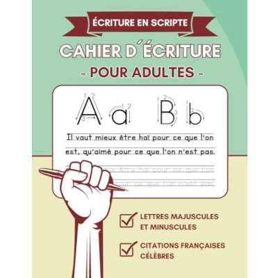 Image de Cahier d&#039;Écriture pour adultes Écriture en Scripte: d&#039;exercices d&#039;écriture améliorer son écriture scripte ... calligraphie débutants Alphabet script