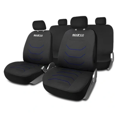 Image de SPARCO CORSA SPCS441BL Couverture de siège noir, Bleu Polyester avant et arrière