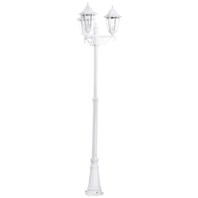 Image de Eglo Lampadaire parisien Navedo à 3 têtes, luminaire extérieur sur pied, lanterne, lampe de jardin et chemin en fonte d’aluminium blanc verre, douille E27, h 220 cm, IP44