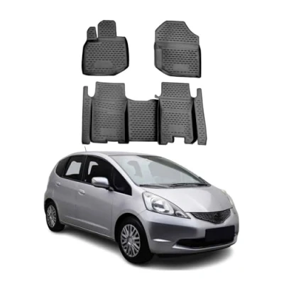 Image de Tapis de Sol Compatible avec Honda Jazz 2008 2015 Caoutchouc TPE Noir