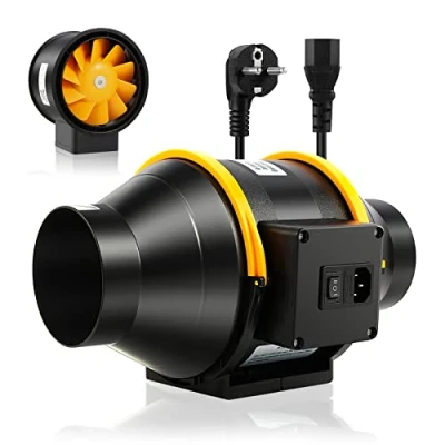 Image de FanGoFast extracteur d&#039;air 100mm Réglable, 230V Ventilateur Silencieux avec IEC EU Plug ent 1,5 m de Cordon d&#039;alimentation pour VMC Salle Bain, Cuisine et Garage