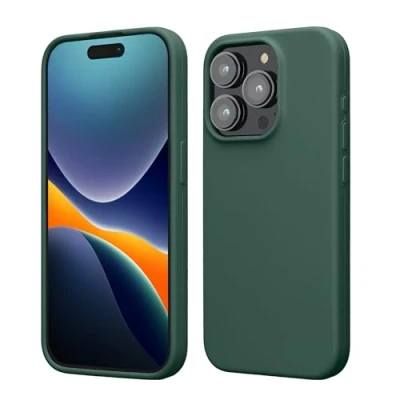 Image de kwmobile Coque pour iPhone 15 Pro Max Housse de téléphone Fine en Silicone avec Surface Douce et Anti Choc Vert Sapin