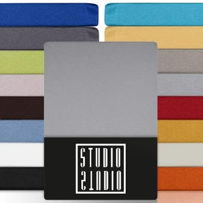 Image de STUDIO Basic Drap Housse 180x200 cm, 100% Coton peigné, certifié Oeko TEX 100, qualité de Marque, Matelas 180 x 200 jusqu&#039;à 25 Argent