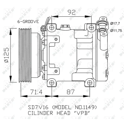 Image de NRF 32267 compresseur De Climatisation SD7V16 12 PAG 46 avec huile RENAULT: CLIO 2