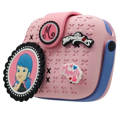 Image de Miraculous Ladybug Pop n&#039; Swop Sac à Main pour Enfants, avec 4 Badges Clipser, Anse et Fermeture éclair, léger, Durable imperméable (Rose Marinette)