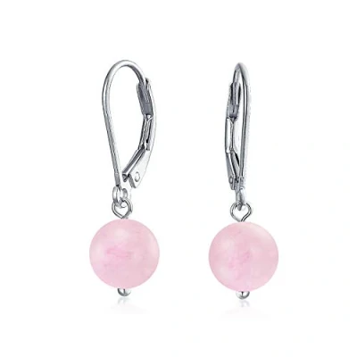 Image de Boucles D&#039;Oreilles Simples En Quartz Rose Pour Femmes Argent Sterling Pierre De Février