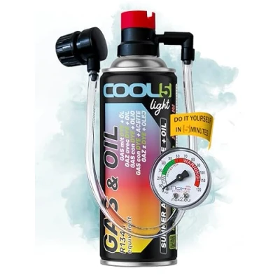 Image de COOL5 recharge gaz de remplacement r134a, réfrigérant r134a pour climatisation automobile 1 boîte 2en1 HOBBY avec câble intégré, 235 g