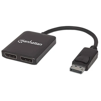 Image de Manhattan 207768 Répartiteur DisplayPort vers DP 2 Ports avec Transport Multi Flux Noir