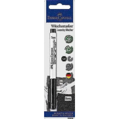 Image de Faber Castell 159596 Marqueur textile, pointe ogive de 1 mm, lavable jusqu&#039;à 95 C, fixation indépendante après 24 secondes ou repassage, noir, pièce