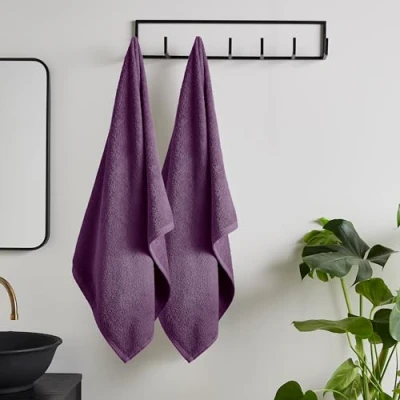 Image de Catherine Lansfield Paire de draps Bain en Coton à séchage Rapide Prune 90 x 140 cm