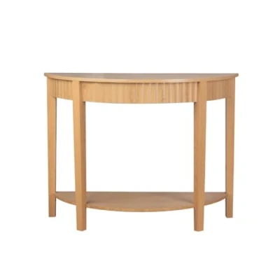 Image de CALICOSY Console arrondie avec effet vague à 2 niveaux H76 cm BOLOGNE Bois clair