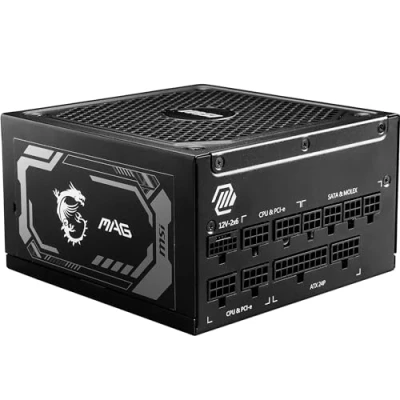 Image de MSI MAG A1250GL PCIE5 Alimentation, 1250W, 80 Plus Gold, ATX 3.1, Support des GPU PCIe 5.1, ATX, câbles Plats Noirs