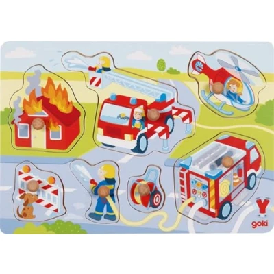 Image de goki Puzzle en Bois avec Pompiers, 57375