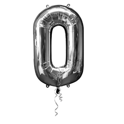 Image de Amscan Ballon en Aluminium Forme de Chiffre 0, Coloris Argent, 55 x 88 cm