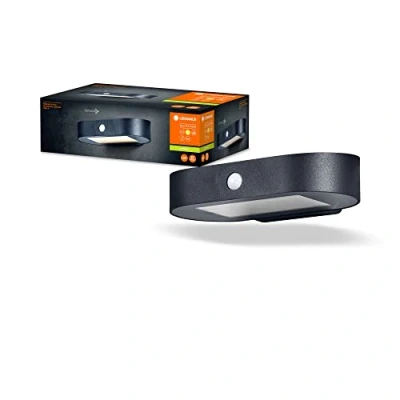 Image de LEDVANCE Petite applique solaire ENDURA Style Oval, lumière blanc chaud 3000K, capteur intégré, utilisable sans alimentation, longue autonomie : 30 fois 60 secondes en mode PIR, protection IP44, noir