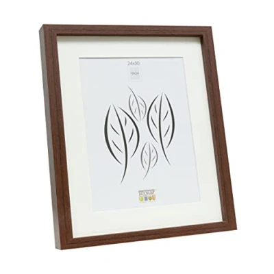 Image de Deknudt Frames S40AH4 P1 Cadre Photo Basic avec Passe Partout Moulure Haute en Bois/MDF Brun 24 x 30 cm