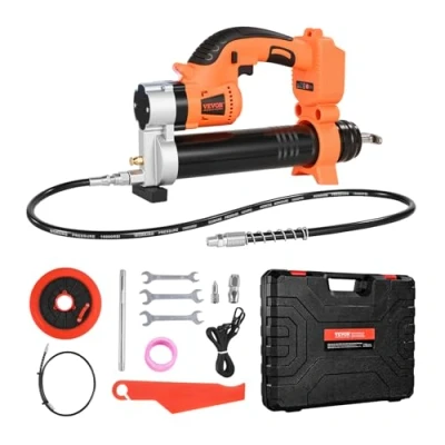 Image de VEVOR Pistolet à Graisse Électrique sans Fil, Pression 55 MPa, avec Éclairage LED, Tuyau 90 cm, 20 V Batterie Non Incluse, Déclencheur Vitesse Variable, Adapté au Graissage de Véhicules ou Machines