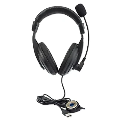 Image de Manhattan Casque Audio stéréo USB avec Port A, Noir
