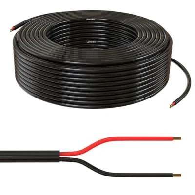Image de Lumonic 2x 0,34mm² câble de commande LED noir 50m I gainé 2 fils flexible blindé, rallonge LiYY, électrique