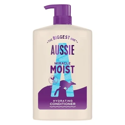 Image de Aussie Miracle Moist Après Shampooing Démêlant 1000ml, Formule Hydratante pour Revitaliser et Restaurer les Cheveux Secs Fragiles, Vegan