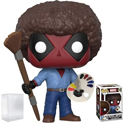 Image de Funko Pop ! Marvel X Men : Deadpool Playtime Figurine Bob Ross en Vinyle (livrée avec étui de Protection Box)
