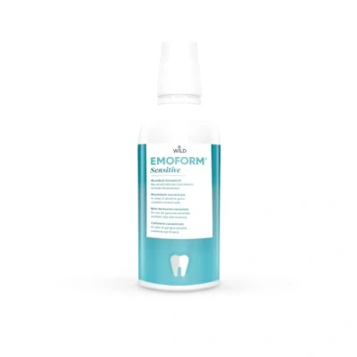 Image de EMOFORM Sensitive Bain de bouche concentré, pour les soins quotidiens des gencives sensibles. Contient une formule spéciale sels minéraux et du fluorure la prophylaxie caries.