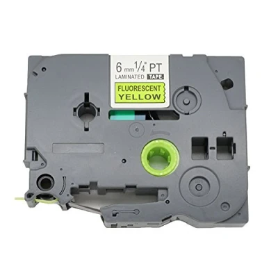 Image de BROVACS Ruban d&#039;étiquettes noir sur jaune fluo compatible avec Brother P Touch TZ C11 TZe 6 mm OPA1331