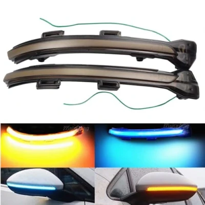 Image de Hacreyatu 1 Paire LED Clignotants dynamiques Indicateur de rétroviseur latéral pour Golf 7 MK7 GTI R 7.5 Sportsvan (jaune bleue)