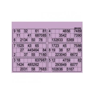 Image de cavernedesjouets Planche de 6 grilles Loto 90 numeros, Violet Plaque Carton Rigide 1.5 mm, Format Standard Set Accessoire Soiree Bingo et Carte