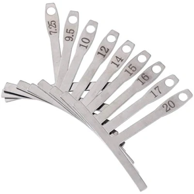 Image de Set of 9 Understring Radius Gauge Guitar Tools for and Bass Setup Luthier Bridge Saddle Adjustments