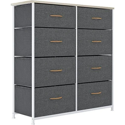 Image de YITAHOME Commode Chambre en Tissu, 8 tiroirs, 4 Niveaux, Meuble de Rangement, Style Industriel, 86 x 30 90 cm(L W H), Gris