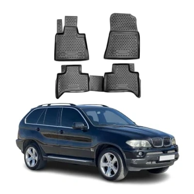 Image de OMAC 3D Tapis de Sol Compatible avec BMW X5 E53 1999 2006 en Caoutchouc Noir