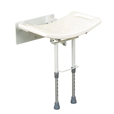 Image de Days, Siège de Douche Mural avec Pattes, en Aluminium Robuste, Assise Perforée Plastique, Profilé Pattes Réglables Hauteur, Poignées encastrées pour Plus Sécurité