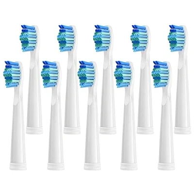 Image de Brossettes de Rechange 10pc Compatible with Fairywill D7/D8/FW507/FW508/FW551/FW2011/FW917/FW959/FW515/Seago SG E9 Brosse à Dents électrique Poils Souple Tete Remplacements (Blanche 10)
