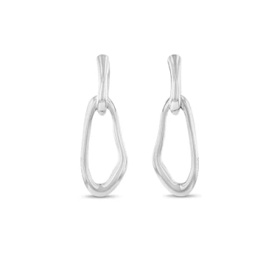 Image de Calvin Klein Boucles d&#039;Oreilles Pendantes et Bague Ouverte pour Femme Collection CK STATEMENT LINKS en Acier Inoxidable