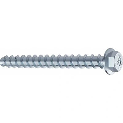 Image de Heco 48393 vis d&#039;ancrage béton MULTI MONTI plus SS tête hexagonale avec embase zingué blanc A2K Disque 7.5 L60 qte. 50 pièces