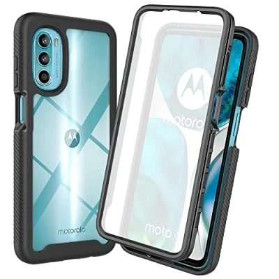 Image de XINNI Coque pour Motorola Moto G82 5G(G52) Antichoc Housse avec Protège écran, 360 Degrés Full Body Etui Solide Double Face Bumper Portable Transparent