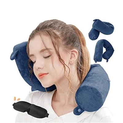 Image de Hxcxrst Oreiller de Voyage Soutien en Mousse à mémoire Forme pour Le du Cou, Menton, la Taille et des Jambes Convient l&#039;avion, Train.