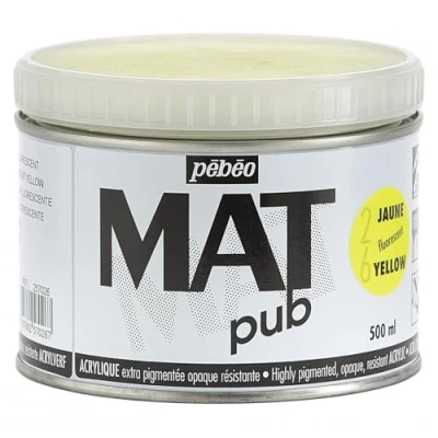 Image de Pébéo Mat Pub Peinture Acrylique Extra Fine et Mate Jaune fluorescent 500ml