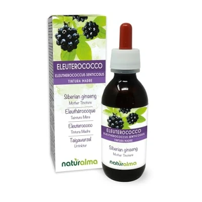 Image de Éleuthérocoque ou Ginseng de Sibérie (Eleutherococcus senticosus) racines Teinture Mère sans alcool Naturalma Extrait liquide gouttes 120 ml Complément alimentaire Végétalien végan