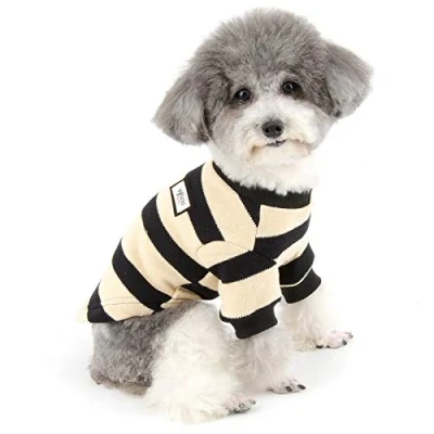 Image de ZUNEA Pull Overs pour Petit Chien Manteau d&#039;hiver en Coton Doux Rayé Chaud Chiot Chat Veste Vêtements Animaux Chihuahua Yorkshire Noir M