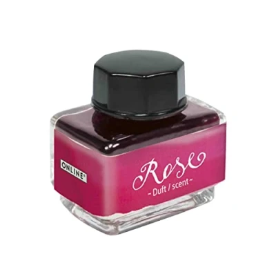 Image de ONLINE encre parfumée Rose, pot d&#039;encre rose 15ml, de remplissage multicolore pour calligraphie, handlettering, d&#039;écriture, encrier convertisseur, des sens à base d&#039;eau