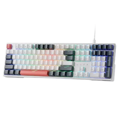 Image de Redragon clavier de jeu K668 RVB, 104 touches + 4 raccourci supplémentaires, mécanique filaire avec mousses absorbant le son, prise remplaçable à chaud, couleurs mixtes,