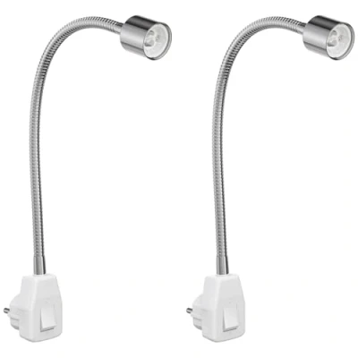 Image de ledscom.de 2 pièces lampe à prise/lampe de lecture LESCH, col cygne, chrome/blanc, 1x GU10 max. 10W