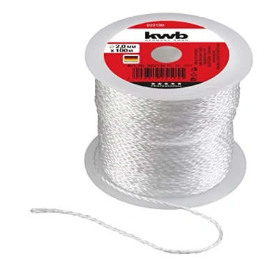 Image de kwb cordeau de maçon 100 mètres, blanc, pour pavage et maçonnerie 2,0 mm, à plomb diverses applications, m x