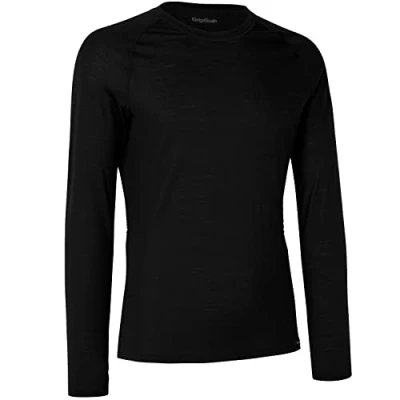 Image de GripGrab Merino Polyfiber Langärmeliges Unterhemd sous vêtements Mixte, Noir, m