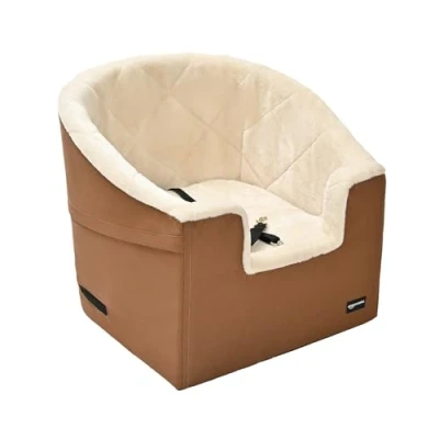 Image de Amazon Basics Siège Auto réhausseur en Forme de Seau, Peau, 47 x 45 38.8 cm